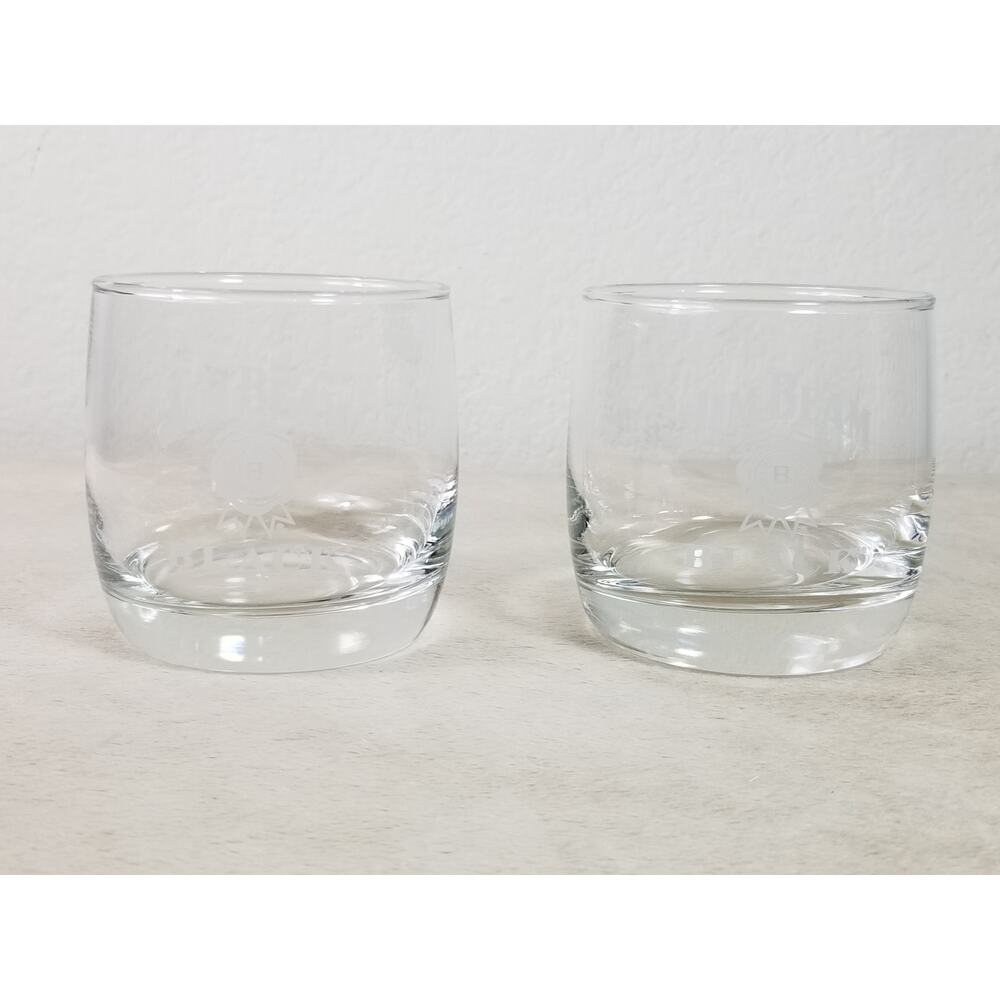 Jim Beam Glass Whiskey Rock Black Bourbon 8oz Tumbler 3 1/2" Drink Smart x2